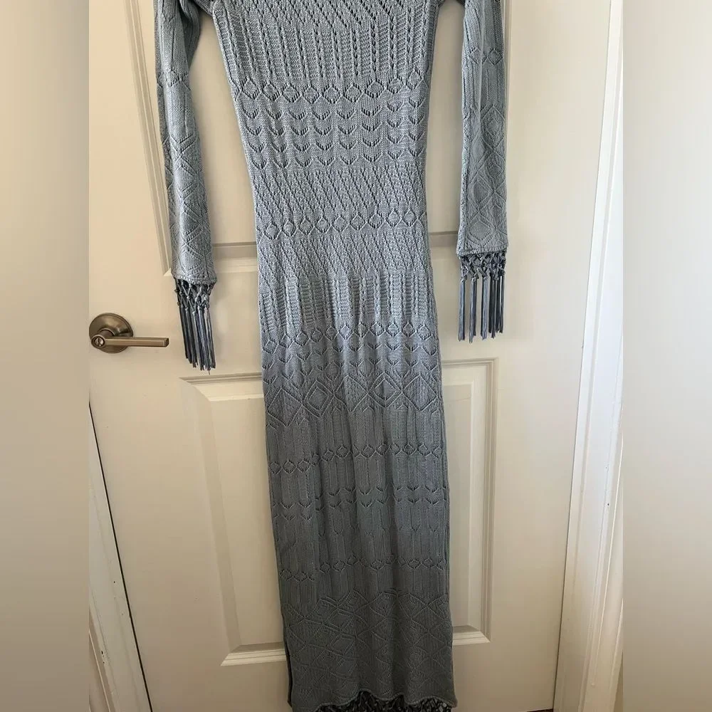NWT House of Harlow 1960 x REVOLVE Rose Dress - Dusty Blue - Picture 11 of 11